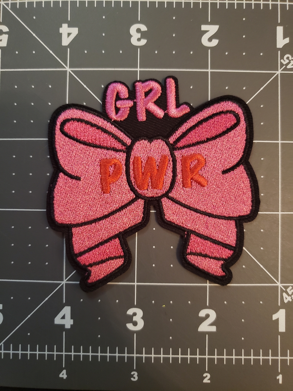 GRL PWR Pink Bow Embroidered Patch